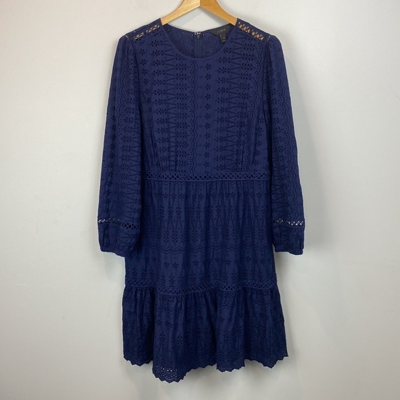 J. Crew • Eyelet Lace Flutter Hem Dress - Picture 3 of 15